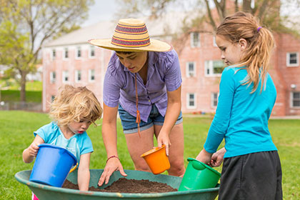 Students of multiple ages working together.